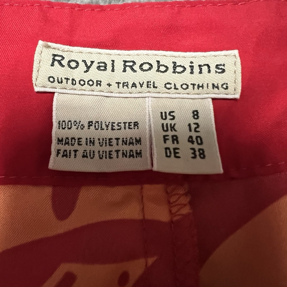 Royal Robbins Womens Floral Capri Pants Orange Red Hiking Travel Size 8 - Picture 4 of 7